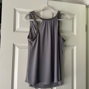 Express grey camisole tank with silver grey beads soft cotton